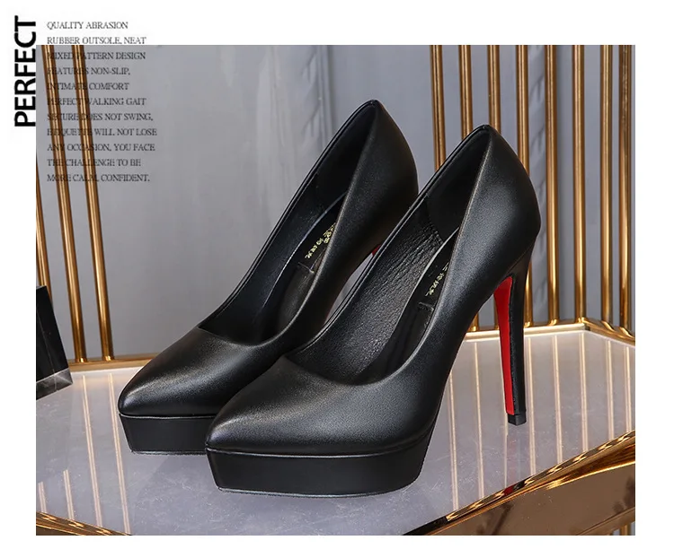 Sexy Pointed Toe Platform High Heels 12Cm Thin Heel Womens Pumps Fashion Small Size Lady Single Shoes Party Dress Shoes