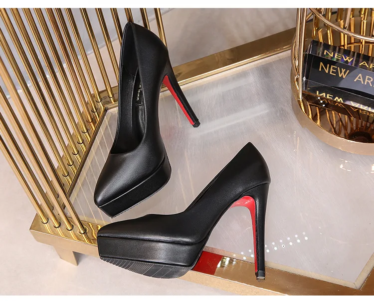 Sexy Pointed Toe Platform High Heels 12Cm Thin Heel Womens Pumps Fashion Small Size Lady Single Shoes Party Dress Shoes