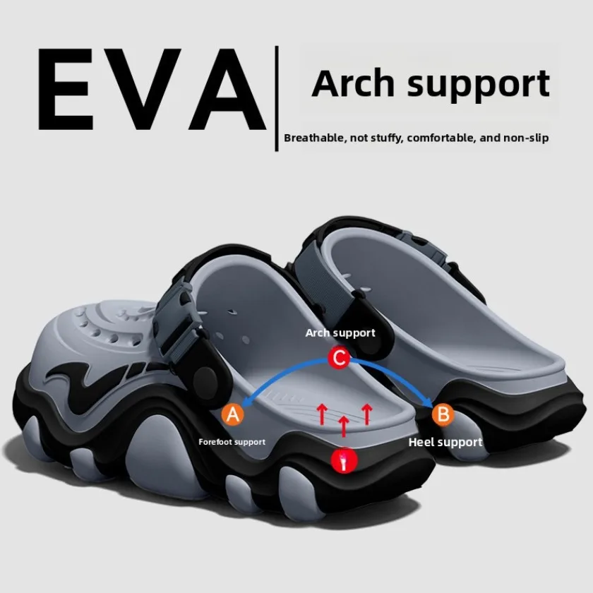 Arch Supported Perforated Shoes for Men, 2026 New Summer Wear, Non Slip, Wear-Resistant, Breathable Beach Sandals