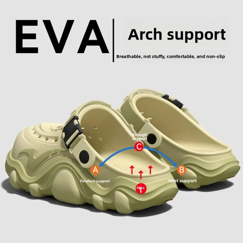 Arch Supported Perforated Shoes for Men, 2026 New Summer Wear, Non Slip, Wear-Resistant, Breathable Beach Sandals
