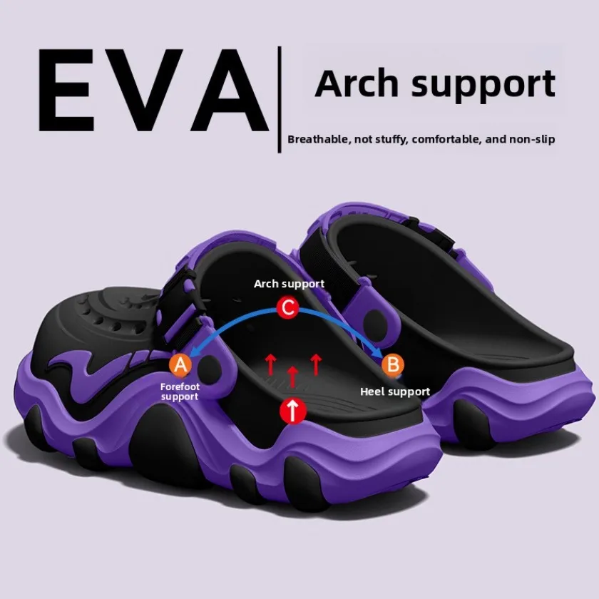 Arch Supported Perforated Shoes for Men, 2026 New Summer Wear, Non Slip, Wear-Resistant, Breathable Beach Sandals