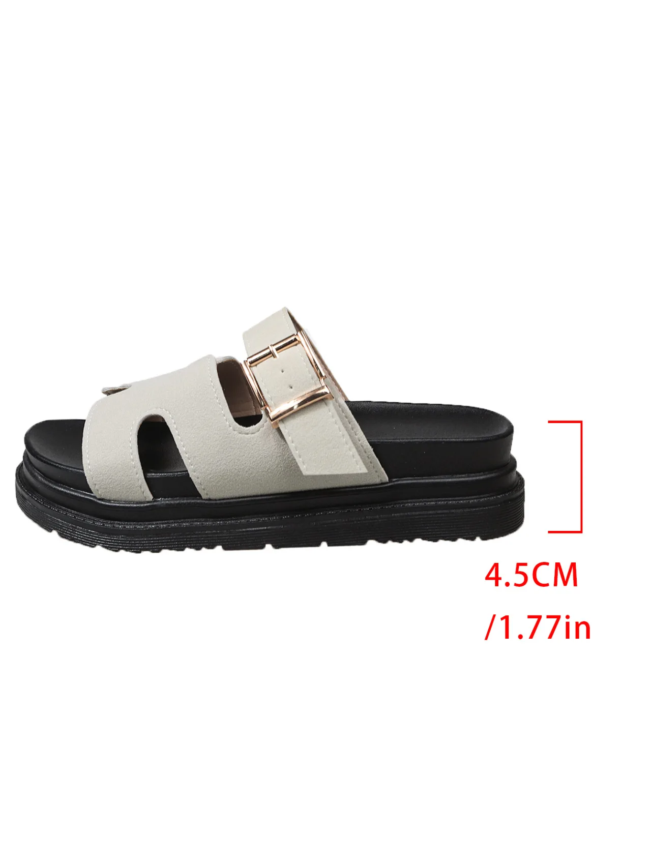 2026 Plus Size 43 Summer New Thick Soled Casual Roman Sandals for Women, Thick Soled Flat Buckle Platform Slippers
