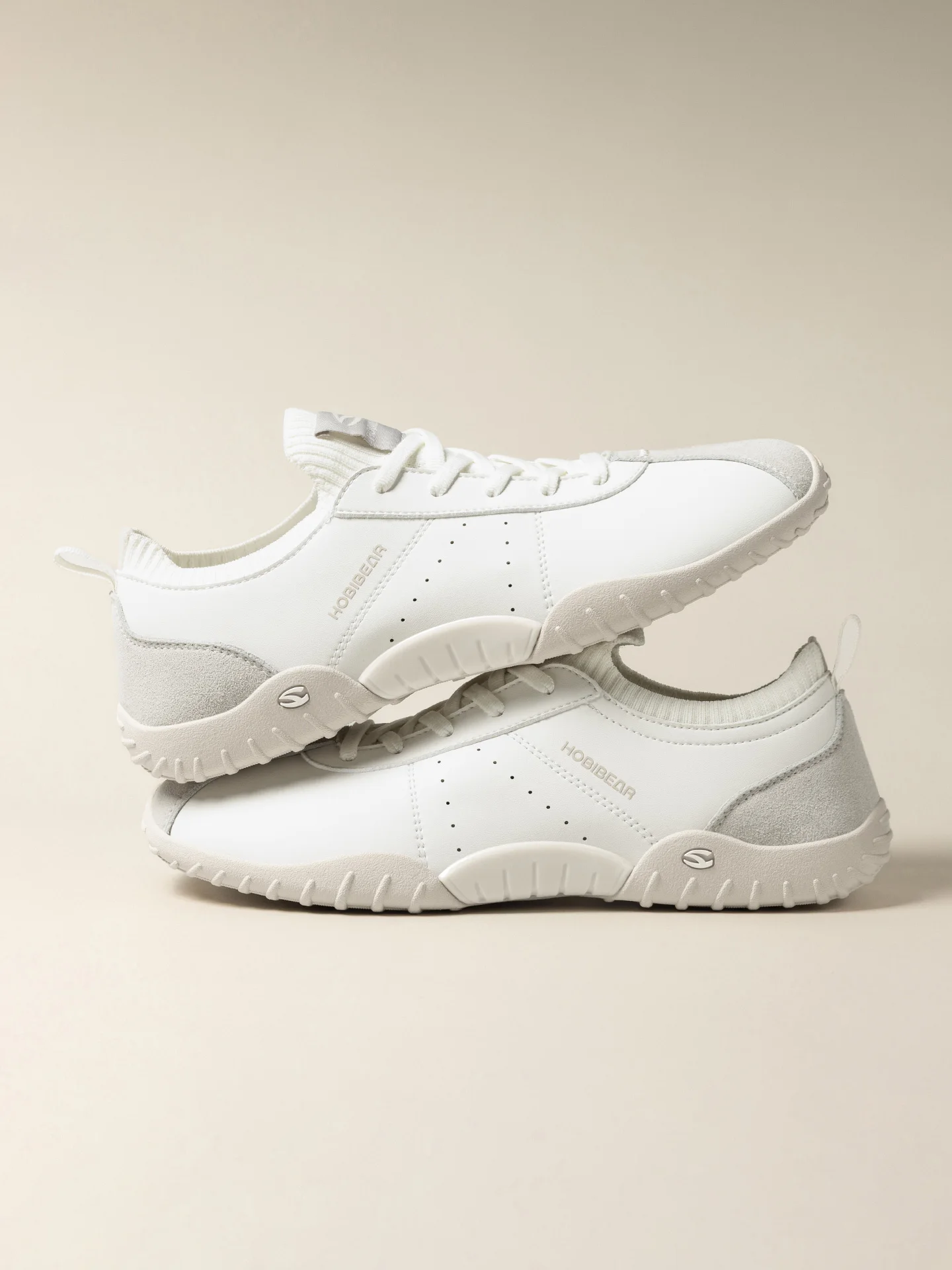 HOBIBEAR Wide Toe Box Sneakers for Men Women Minimalist Artificial Leather Walking Shoes Lightweight Lace Up Casual Sneakers