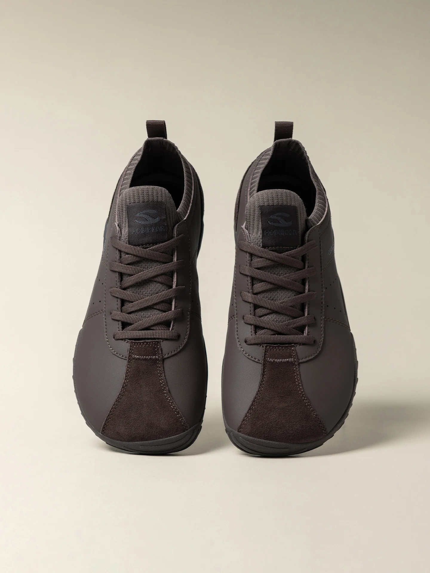 HOBIBEAR Wide Toe Box Sneakers for Men Women Minimalist Artificial Leather Walking Shoes Lightweight Lace Up Casual Sneakers