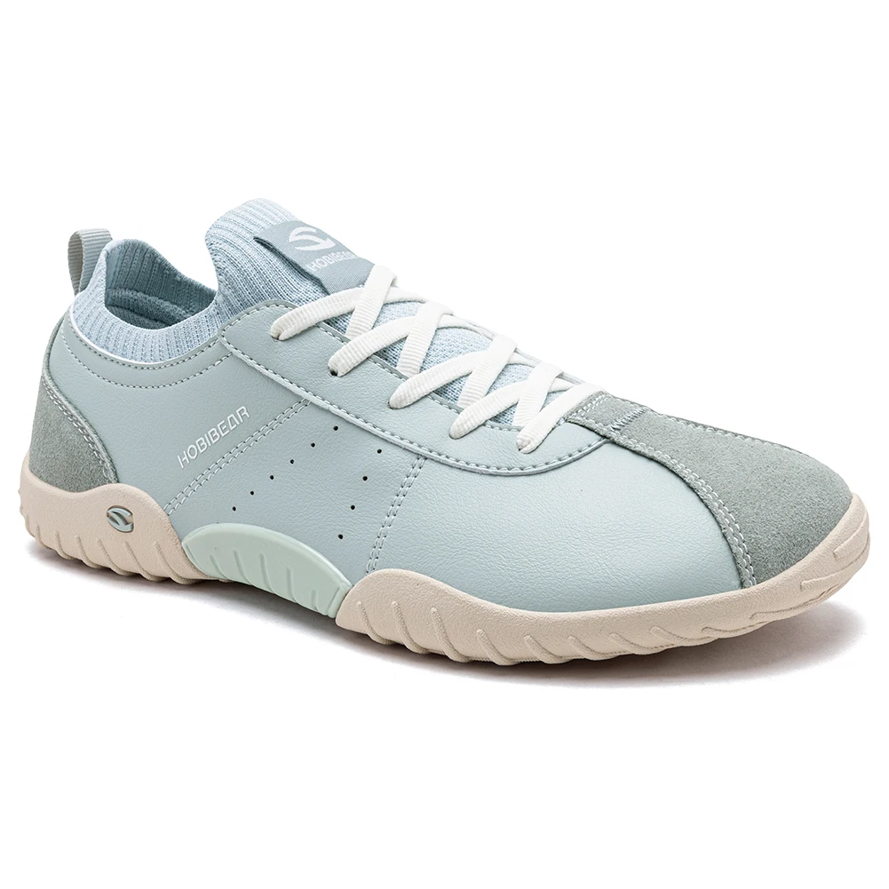 HOBIBEAR Wide Toe Box Sneakers for Men Women Minimalist Artificial Leather Walking Shoes Lightweight Lace Up Casual Sneakers