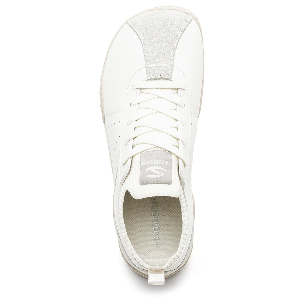 HOBIBEAR Wide Toe Box Sneakers for Men Women Minimalist Artificial Leather Walking Shoes Lightweight Lace Up Casual Sneakers