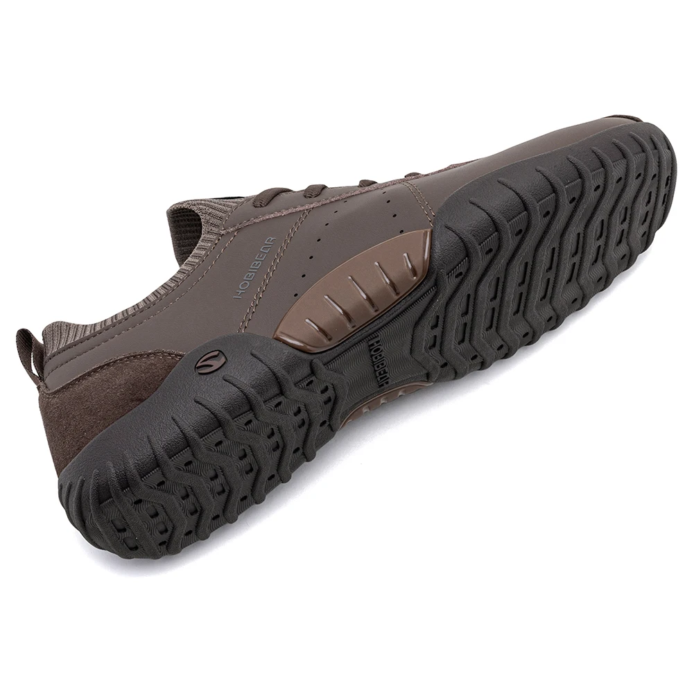 HOBIBEAR Wide Toe Box Sneakers for Men Women Minimalist Artificial Leather Walking Shoes Lightweight Lace Up Casual Sneakers