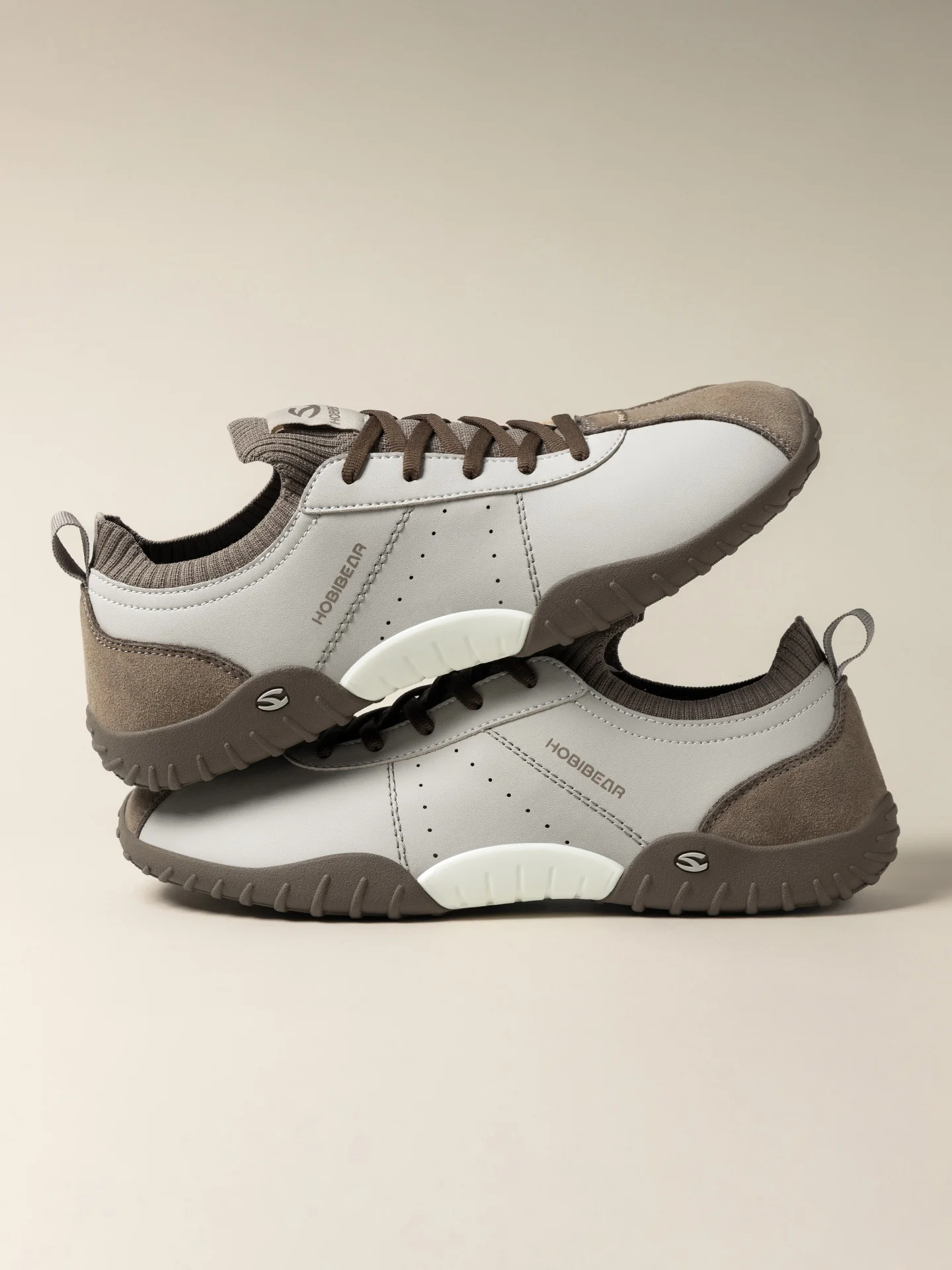 HOBIBEAR Wide Toe Box Sneakers for Men Women Minimalist Artificial Leather Walking Shoes Lightweight Lace Up Casual Sneakers