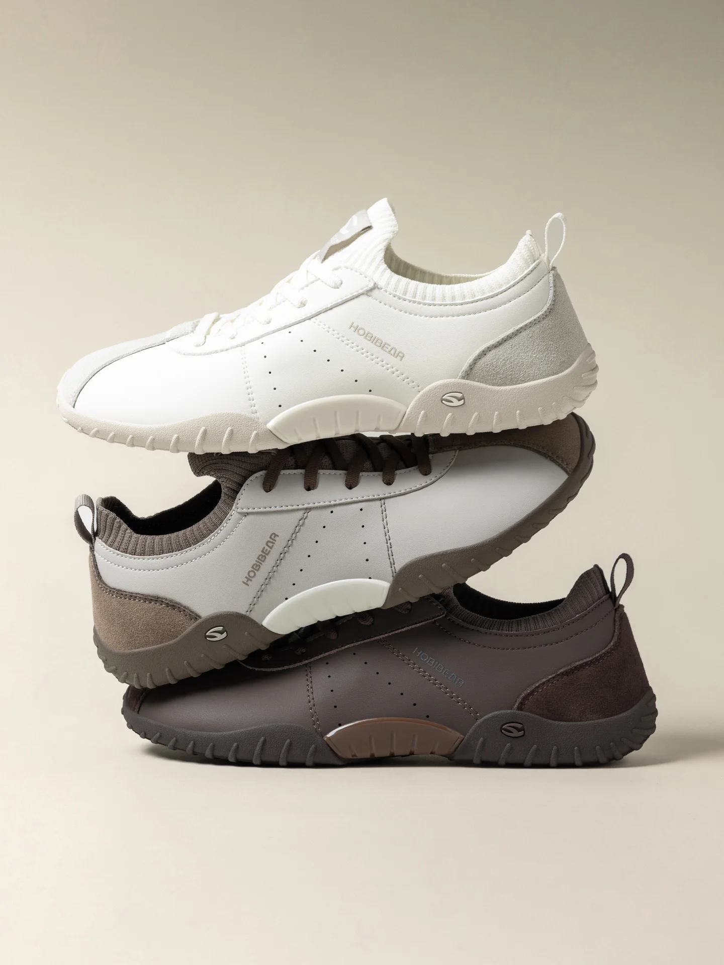 HOBIBEAR Wide Toe Box Sneakers for Men Women Minimalist Artificial Leather Walking Shoes Lightweight Lace Up Casual Sneakers