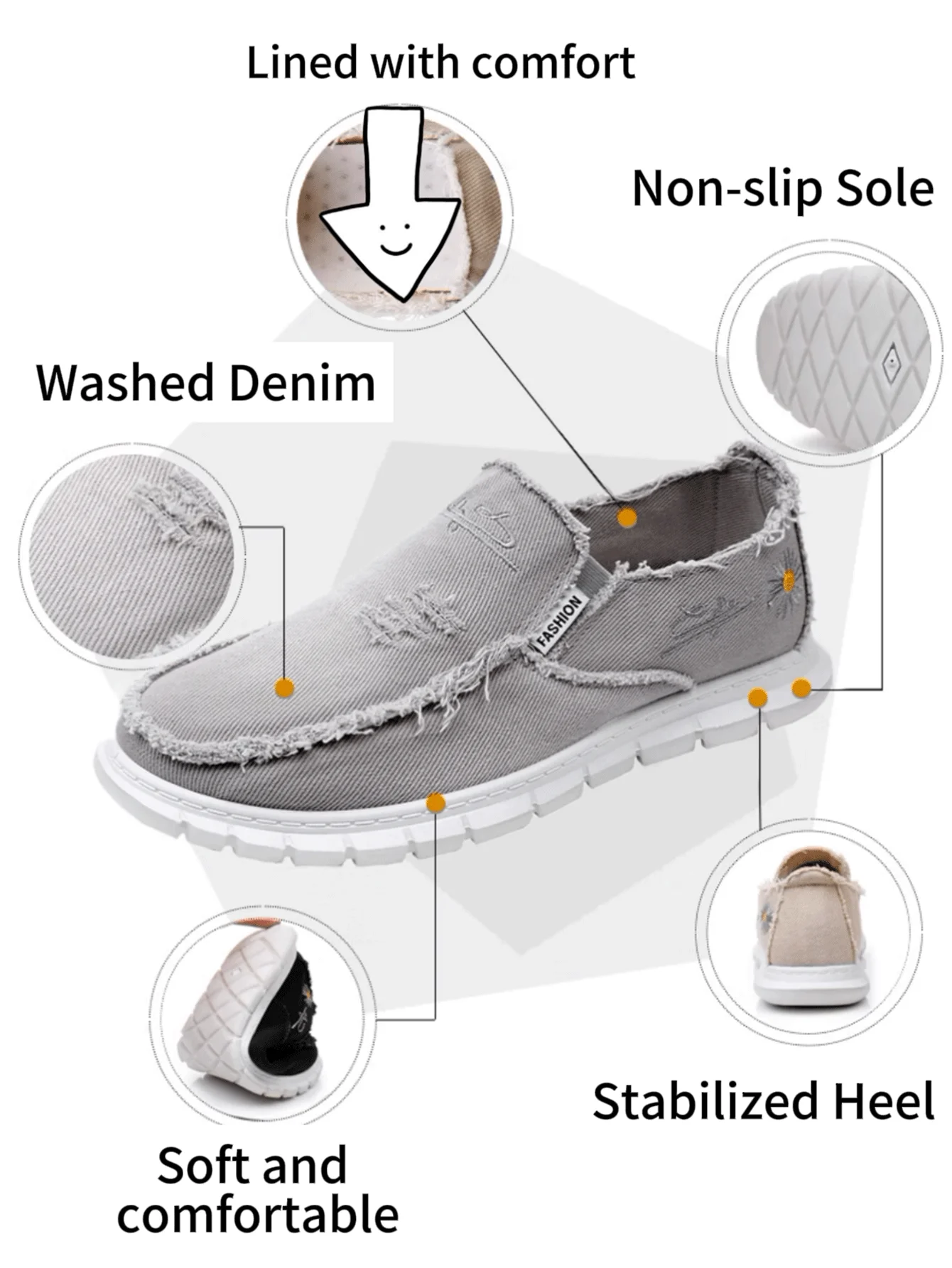 Canvas Slip-On Flats, Frayed Cut Collar Trim, Daisy Vine Stitch Graphic Diamond Lattice White Outsole Commute Lifestyle Shoes