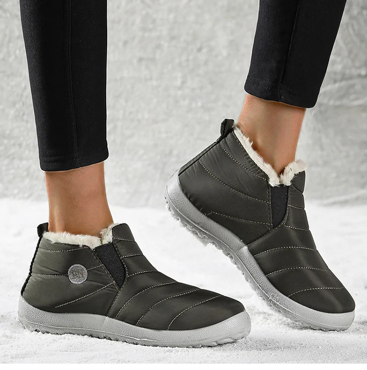 Women Boots Waterproof Winter Boots Fur Shoes Women Slip On Ankle Boots Snow Botas Mujer 2025 Winter Shoes Couple Short Boot