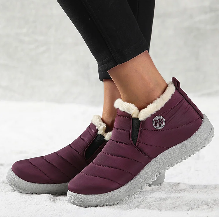 Women Boots Waterproof Winter Boots Fur Shoes Women Slip On Ankle Boots Snow Botas Mujer 2025 Winter Shoes Couple Short Boot