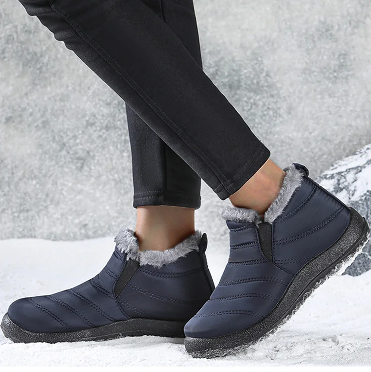 Women Boots Waterproof Winter Boots Fur Shoes Women Slip On Ankle Boots Snow Botas Mujer 2025 Winter Shoes Couple Short Boot