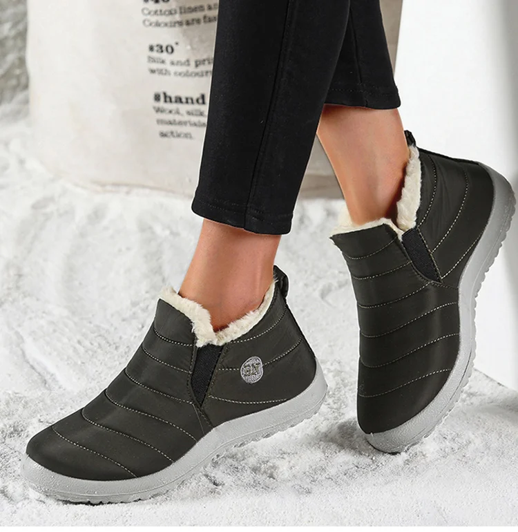 Women Boots Waterproof Winter Boots Fur Shoes Women Slip On Ankle Boots Snow Botas Mujer 2025 Winter Shoes Couple Short Boot