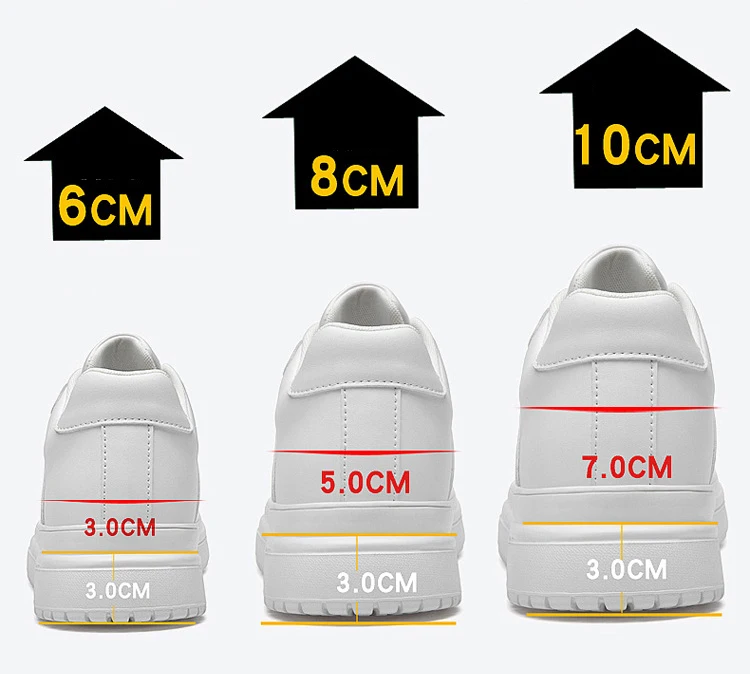 2025 New Height Increasing Shoes for Men 8cm Invisible Elevator Sneakers White Leathe Sport Zapatillas De Hombre Big Size 46