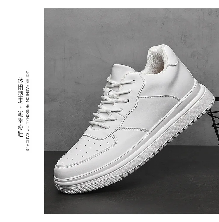 2025 New Height Increasing Shoes for Men 8cm Invisible Elevator Sneakers White Leathe Sport Zapatillas De Hombre Big Size 46
