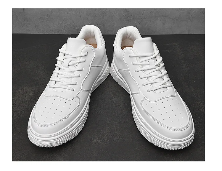 2025 New Height Increasing Shoes for Men 8cm Invisible Elevator Sneakers White Leathe Sport Zapatillas De Hombre Big Size 46