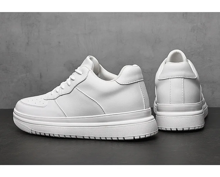 2025 New Height Increasing Shoes for Men 8cm Invisible Elevator Sneakers White Leathe Sport Zapatillas De Hombre Big Size 46