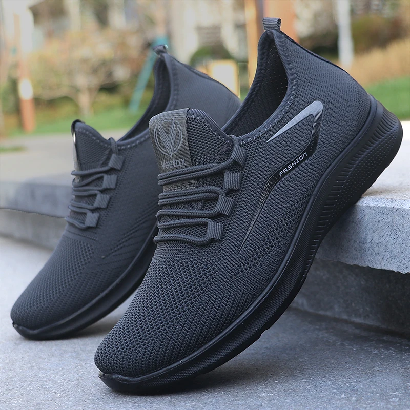 Men's Solid Lace-Up Casual Shoes, Lightweight Outdoor Sports Shoes for Men's Fashionable Solid Casual Shoes Suitable for Leisure Walking Enthusiasts - Ideal for Lightweight, Breathable and Non-Slip, Suitable for Leisur