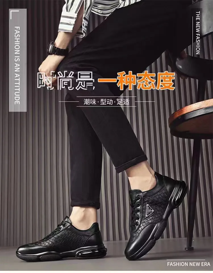 New Men Leather Shoes Platform Breathable Casual Shoes Summer Business Social Formal Shoes