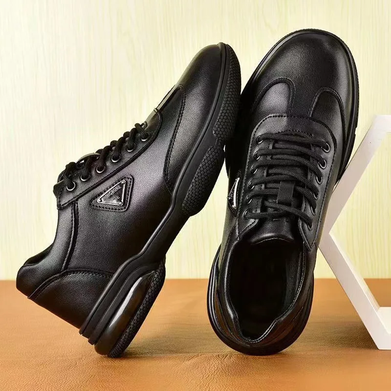 New Men Leather Shoes Platform Breathable Casual Shoes Summer Business Social Formal Shoes