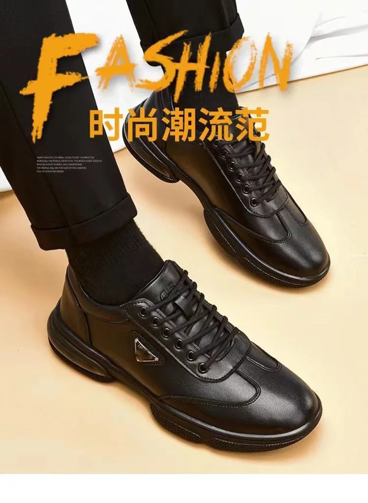 New Men Leather Shoes Platform Breathable Casual Shoes Summer Business Social Formal Shoes