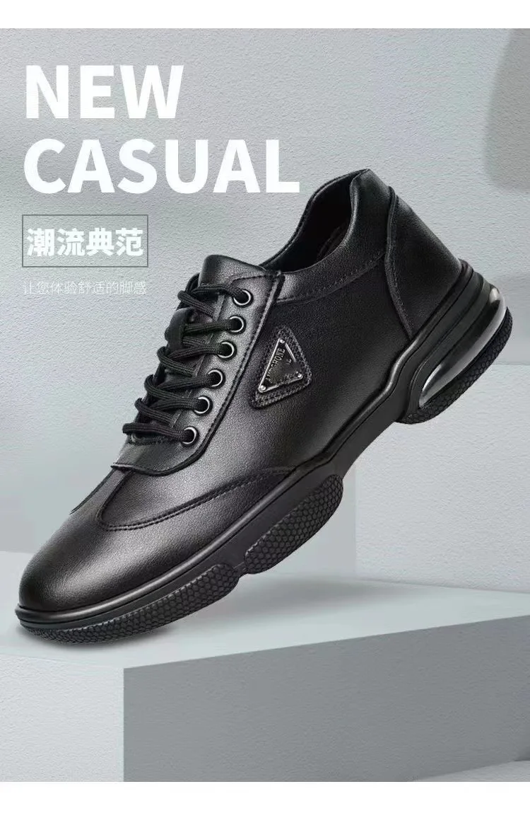 New Men Leather Shoes Platform Breathable Casual Shoes Summer Business Social Formal Shoes