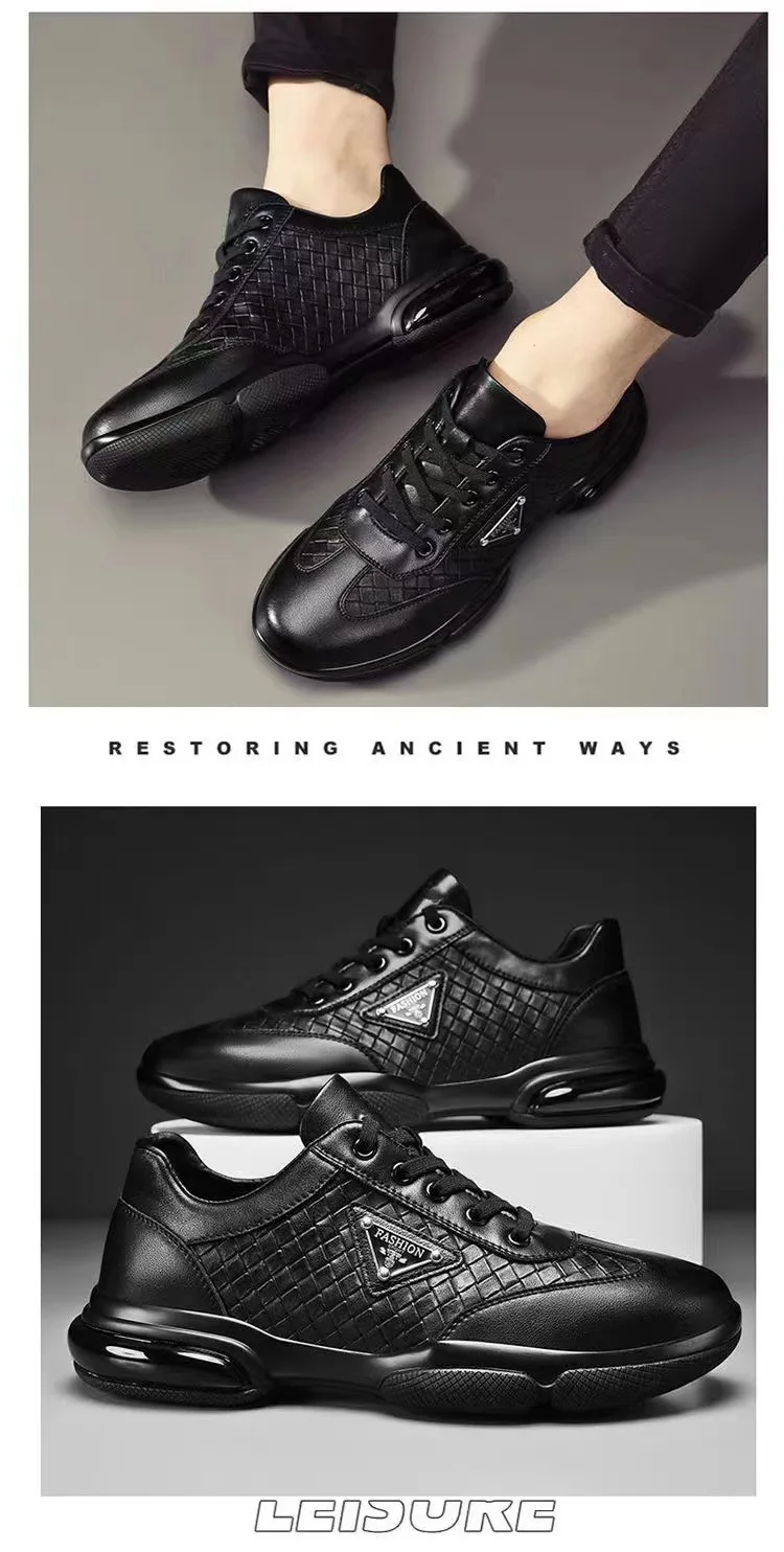 New Men Leather Shoes Platform Breathable Casual Shoes Summer Business Social Formal Shoes