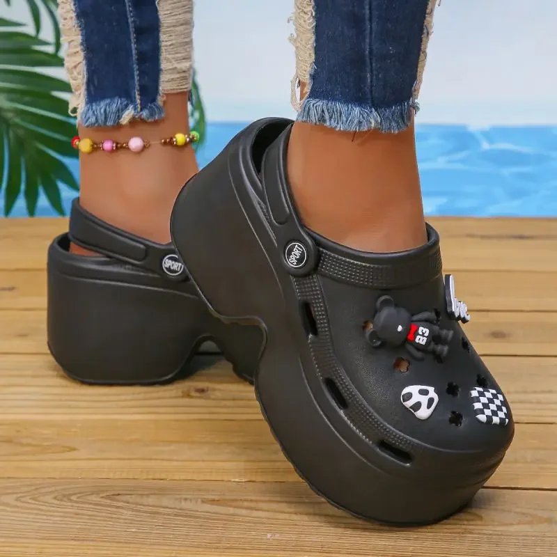 White Women's Wedge Heel Sandals Summer 2025 Fashion Chunky Platform Clogs Woman Thick Bottom Non Slip Beach Slippers eva Slides