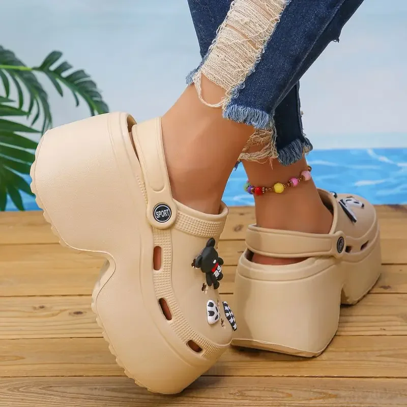 White Women's Wedge Heel Sandals Summer 2025 Fashion Chunky Platform Clogs Woman Thick Bottom Non Slip Beach Slippers eva Slides