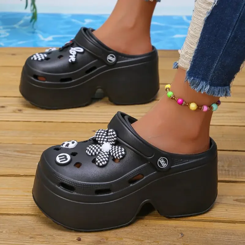 White Women's Wedge Heel Sandals Summer 2025 Fashion Chunky Platform Clogs Woman Thick Bottom Non Slip Beach Slippers eva Slides