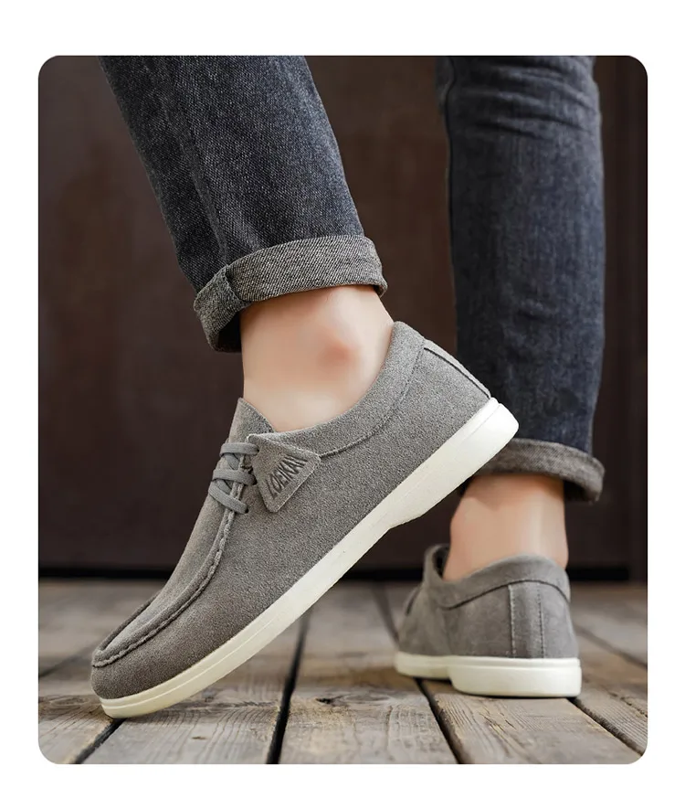 Men Suede Loafers Slip On Casual Shoes Soft Flat Moccasins Comfort Driving Walking Footwear 2 Colors