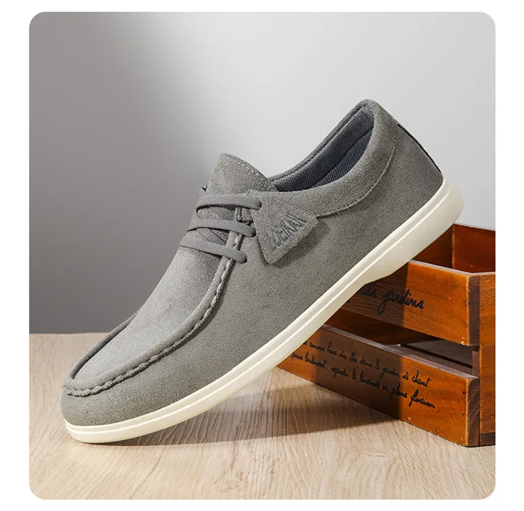 Men Suede Loafers Slip On Casual Shoes Soft Flat Moccasins Comfort Driving Walking Footwear 2 Colors