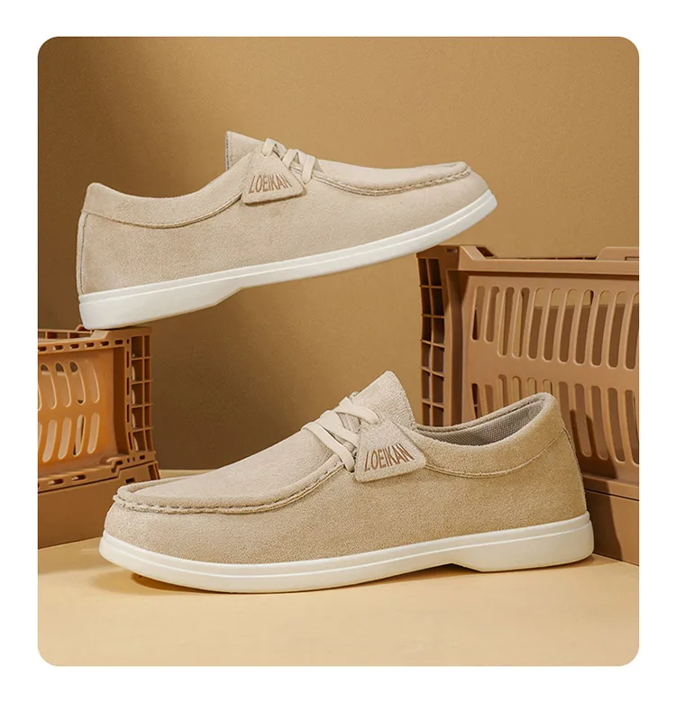 Men Suede Loafers Slip On Casual Shoes Soft Flat Moccasins Comfort Driving Walking Footwear 2 Colors