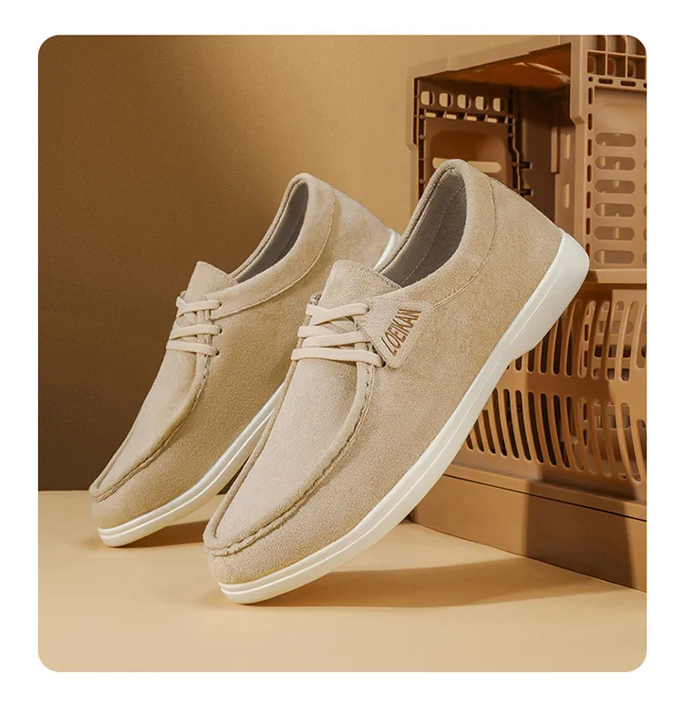 Men Suede Loafers Slip On Casual Shoes Soft Flat Moccasins Comfort Driving Walking Footwear 2 Colors