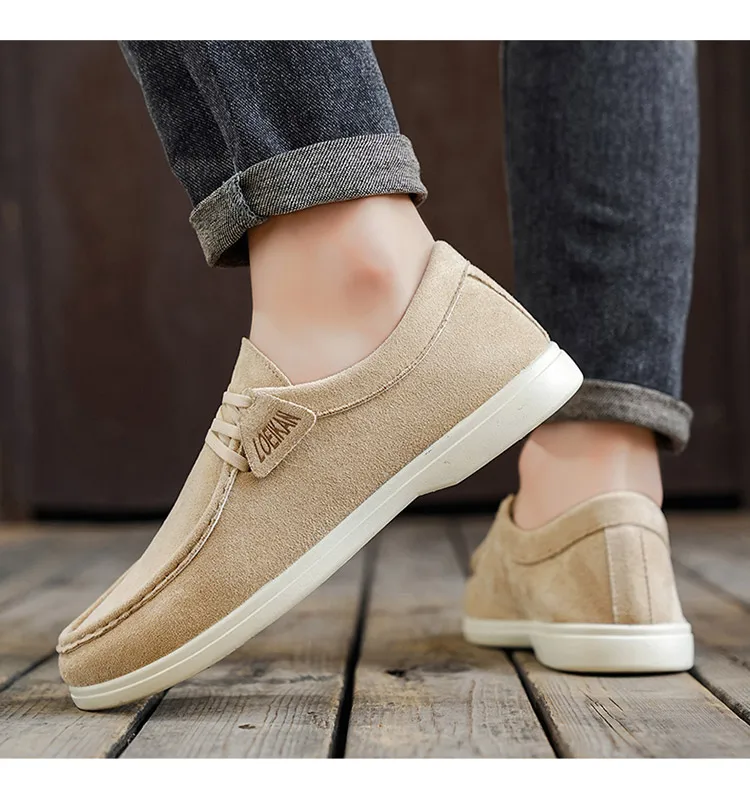 Men Suede Loafers Slip On Casual Shoes Soft Flat Moccasins Comfort Driving Walking Footwear 2 Colors