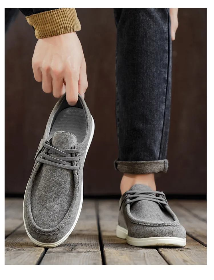 Men Suede Loafers Slip On Casual Shoes Soft Flat Moccasins Comfort Driving Walking Footwear 2 Colors