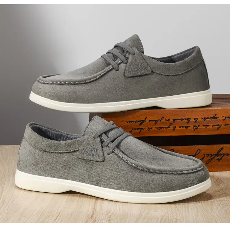 Men Suede Loafers Slip On Casual Shoes Soft Flat Moccasins Comfort Driving Walking Footwear 2 Colors