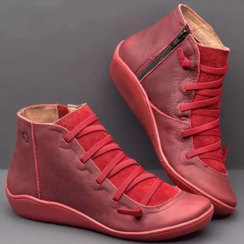 2025 for Women Lace Up Boots Snow Boots Woman Short Vintage Boots Mujer Botas Non-slip Shoes Socofy Chaussures Femmes