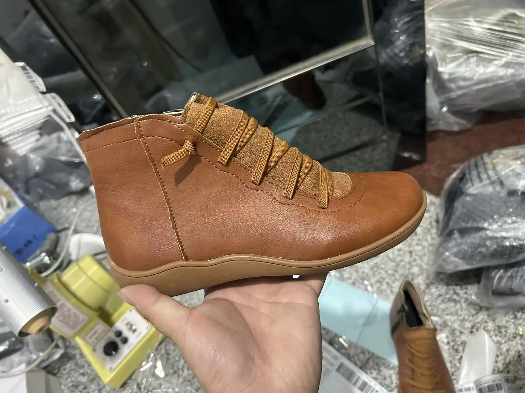 2025 for Women Lace Up Boots Snow Boots Woman Short Vintage Boots Mujer Botas Non-slip Shoes Socofy Chaussures Femmes