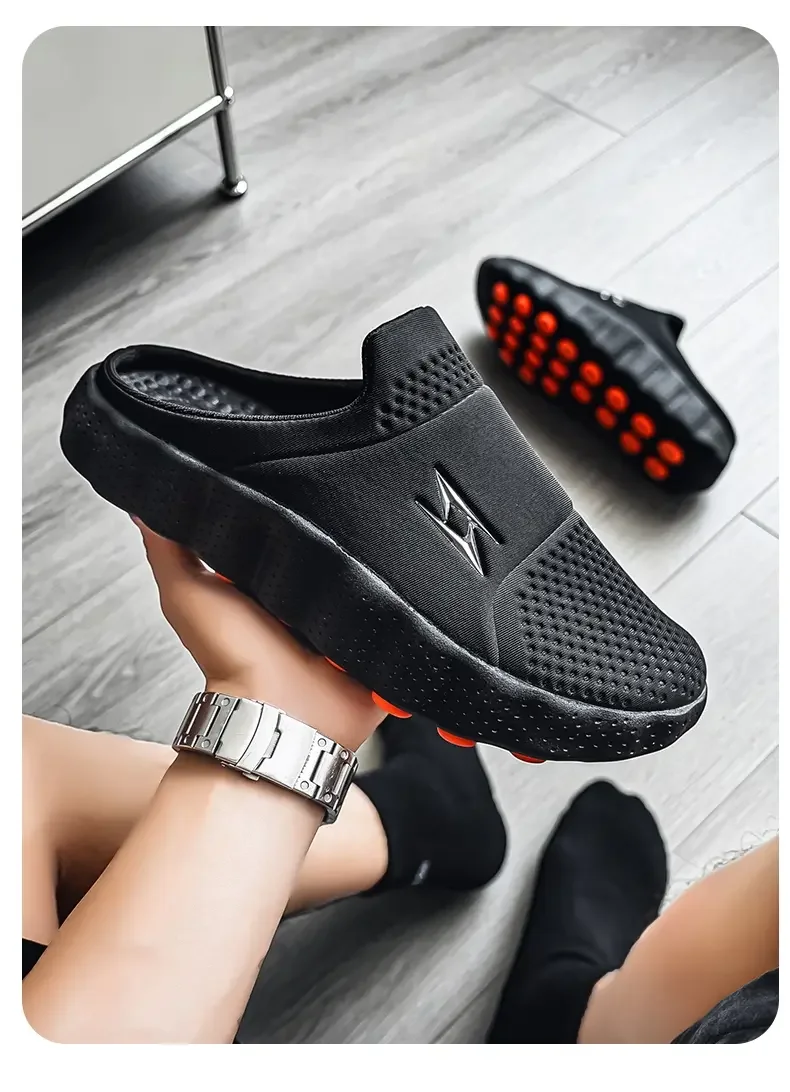 2026 Oversize Closed Toe Slides Men One Step On Thick Platform Sole Shock Absorption Strong Grip Comfort Casual Walking Slippers
