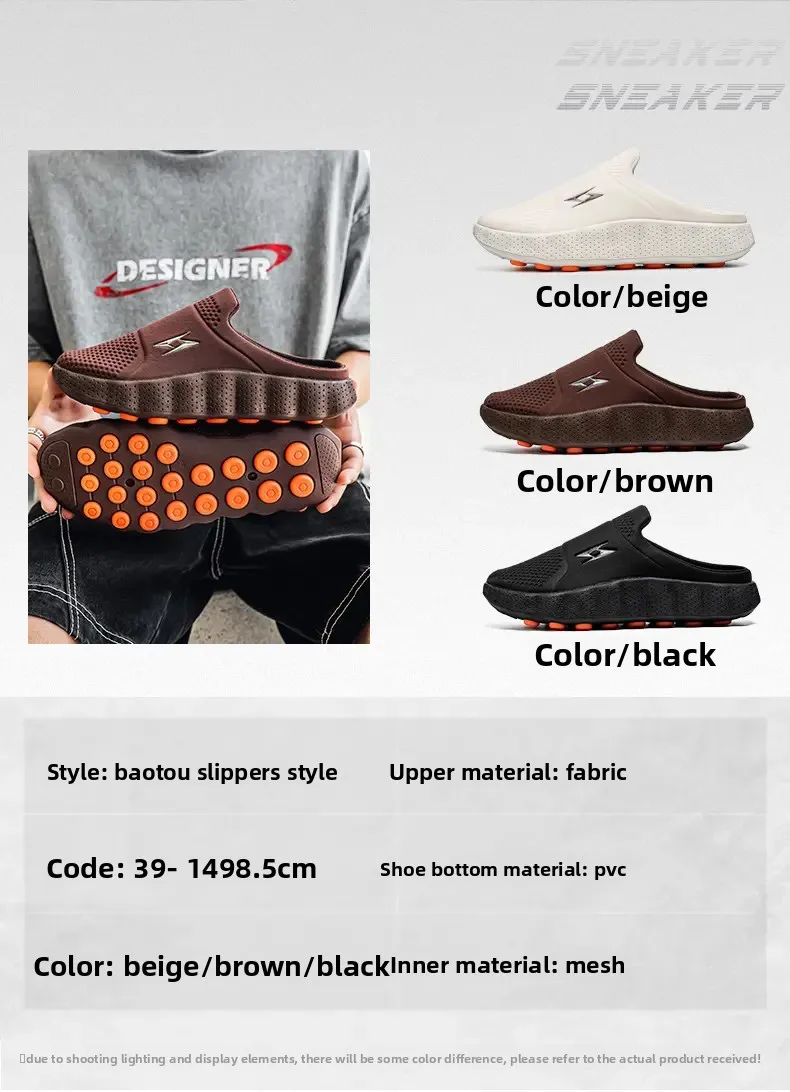 2026 Oversize Closed Toe Slides Men One Step On Thick Platform Sole Shock Absorption Strong Grip Comfort Casual Walking Slippers