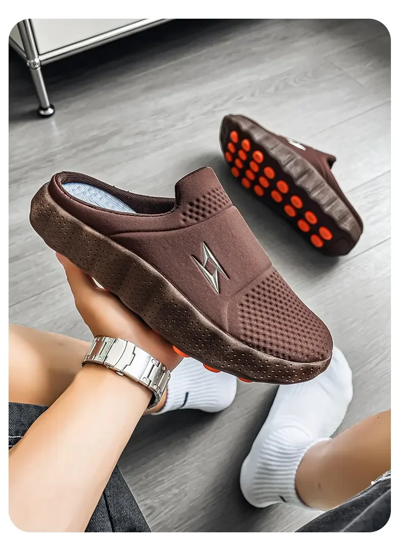 2026 Oversize Closed Toe Slides Men One Step On Thick Platform Sole Shock Absorption Strong Grip Comfort Casual Walking Slippers