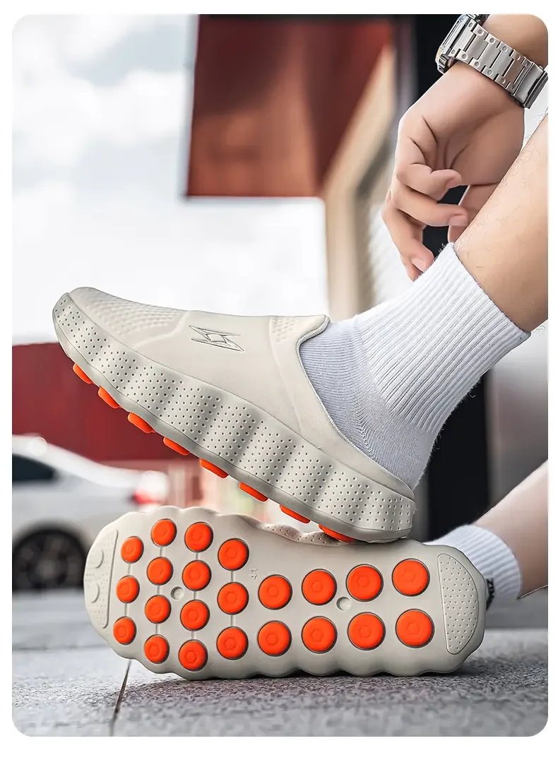 2026 Oversize Closed Toe Slides Men One Step On Thick Platform Sole Shock Absorption Strong Grip Comfort Casual Walking Slippers