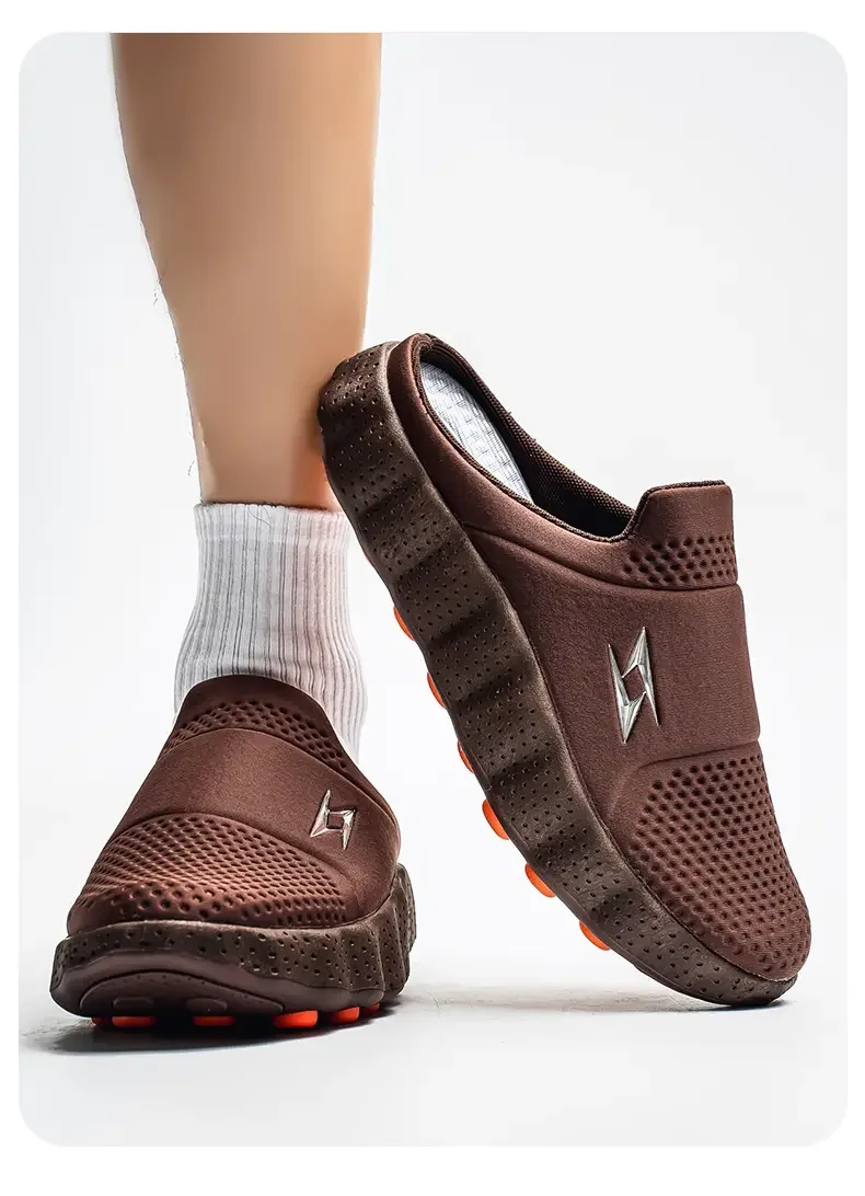2026 Oversize Closed Toe Slides Men One Step On Thick Platform Sole Shock Absorption Strong Grip Comfort Casual Walking Slippers