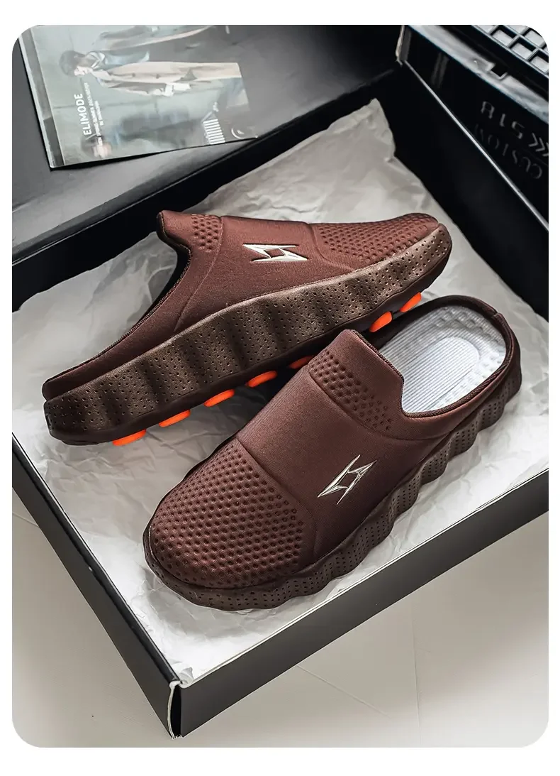 2026 Oversize Closed Toe Slides Men One Step On Thick Platform Sole Shock Absorption Strong Grip Comfort Casual Walking Slippers