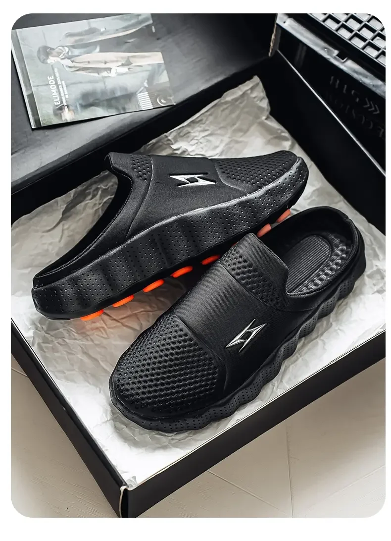 2026 Oversize Closed Toe Slides Men One Step On Thick Platform Sole Shock Absorption Strong Grip Comfort Casual Walking Slippers