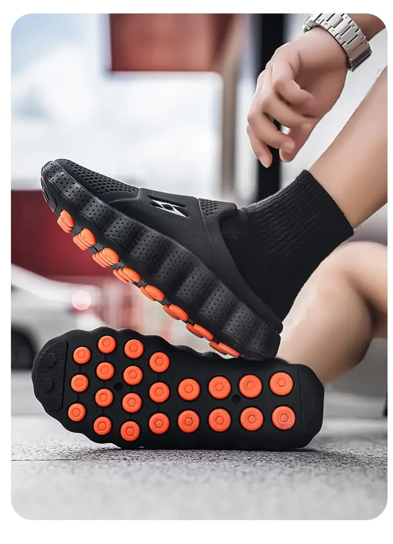 2026 Oversize Closed Toe Slides Men One Step On Thick Platform Sole Shock Absorption Strong Grip Comfort Casual Walking Slippers