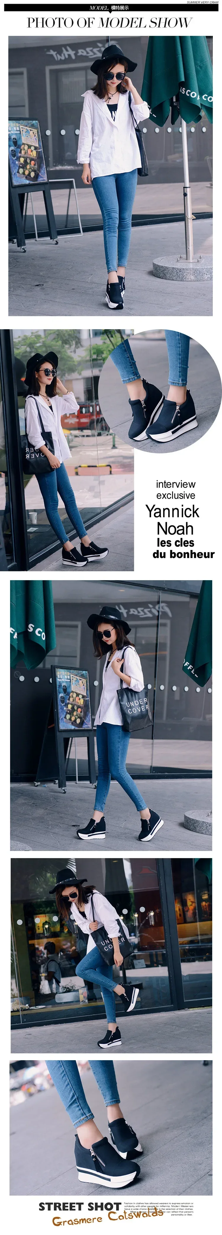 2024 New Platform Sneakers Women Shoes Red Casual Shoes Comfortable Heels Black Canvas Shoes Women Invisible Wedge Sneaker