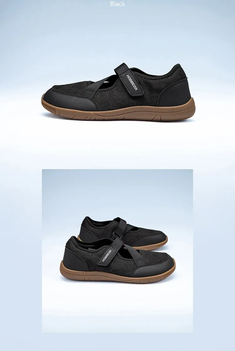 HOBIBEAR Wide Width Mary Jane Flats Women Barefoot Ballet Shoes Adjustable Hook Loop Lightweight Zero Drop Shoes
